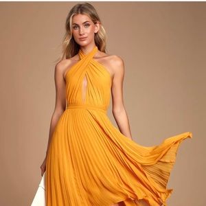 Lulus Pleated Halter Midi Dress
